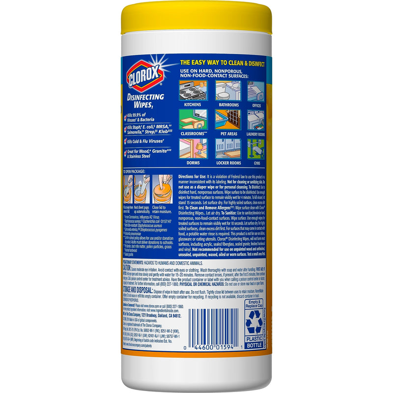 Clorox Disinfecting Wipes, Crisp Lemon Scent, 35 Wipes/Container (CLO01594EA)