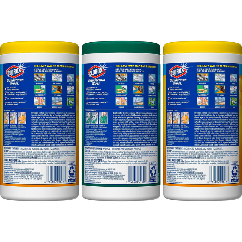 Clorox Disinfecting Bleach Free Cleaning Wipes Value Pack, 75 Count Each, Pack of 3n (CLO30208)