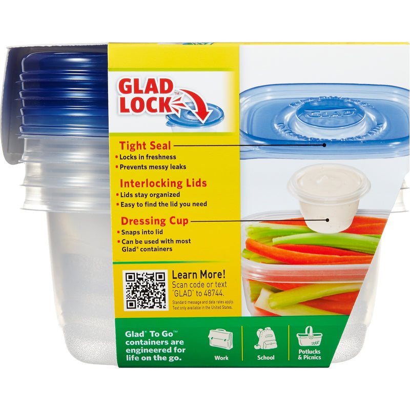 Glad® To Go Lunch Containers, 32 Oz., 4/Pack (78404)