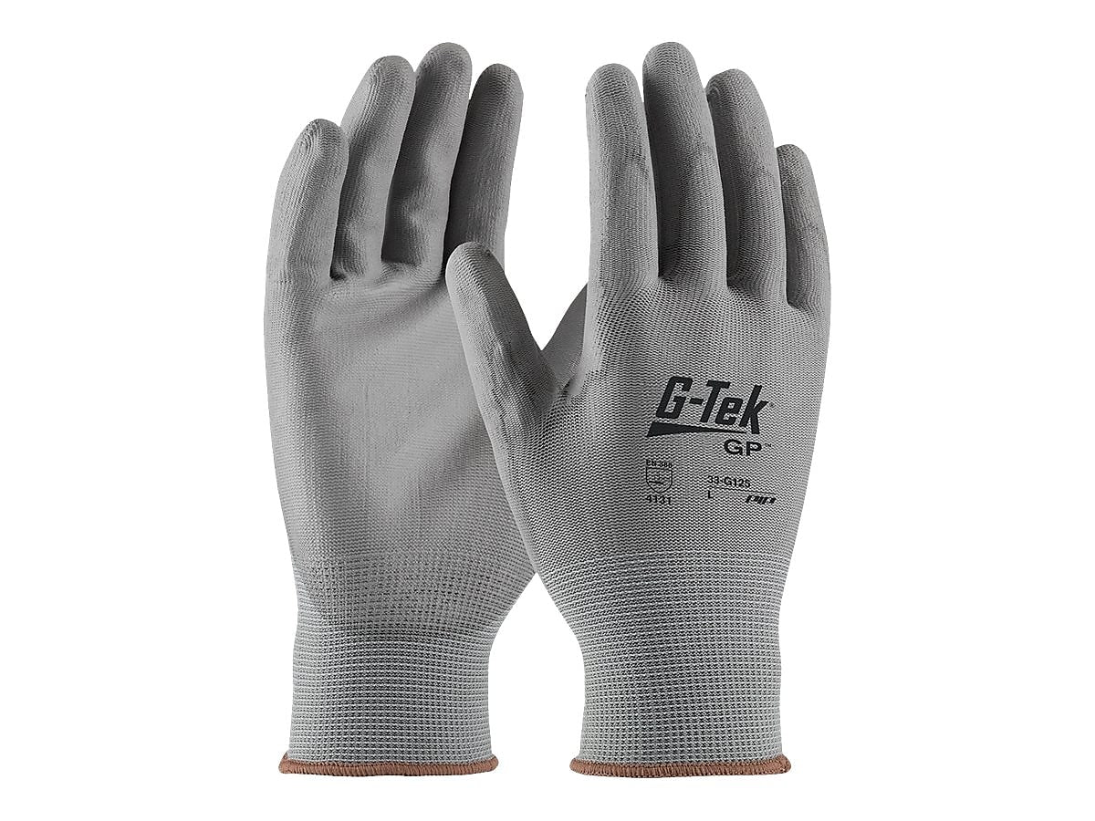 G-Tek 33-G125 Polyurethane Coated Nylon Gloves, Small, 13 Gauge, Gray, 12 Pairs (33-G125/S)