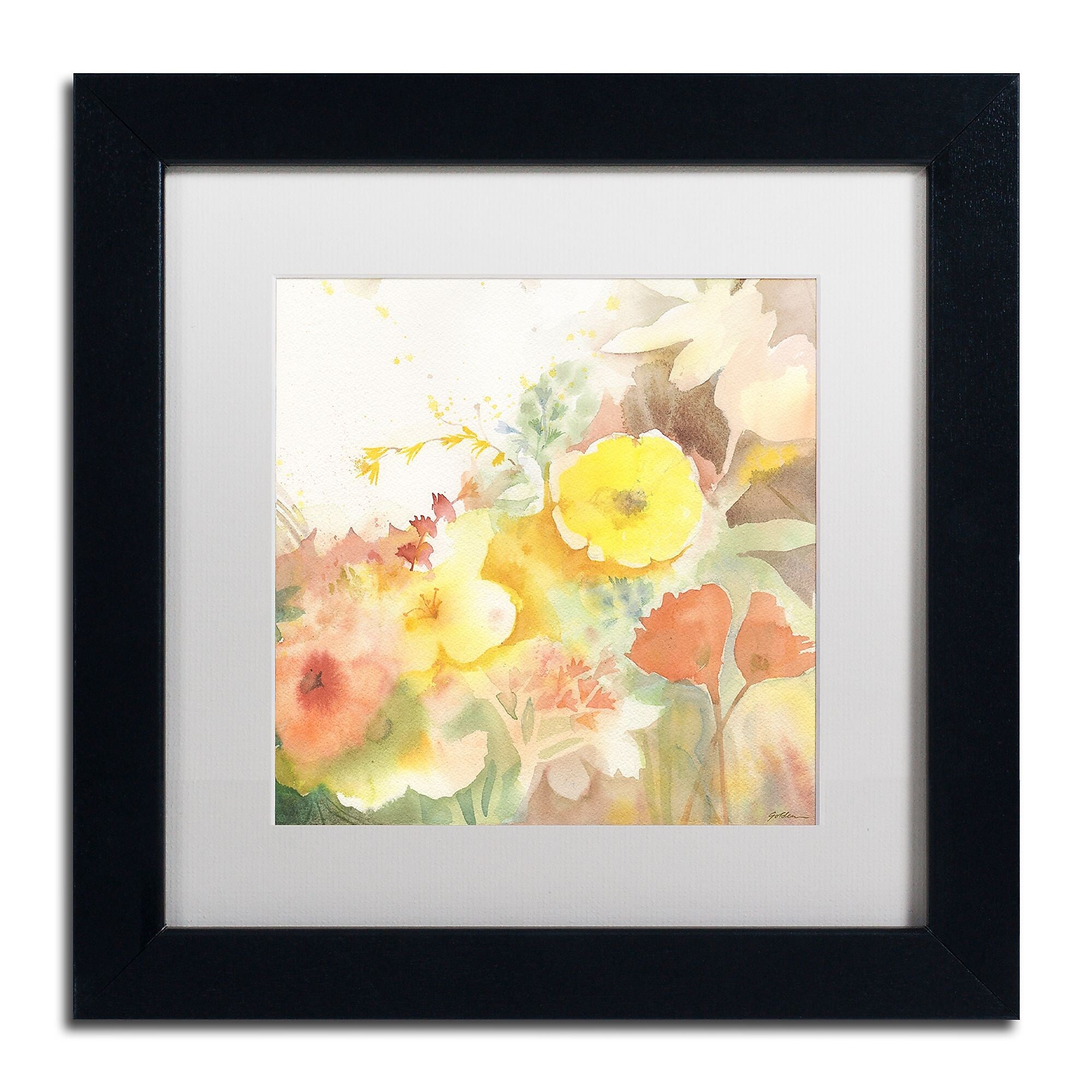 Trademark Fine Art Sheila Golden 'Yellow Path' 11" x 11" Matted Framed (190836240449)