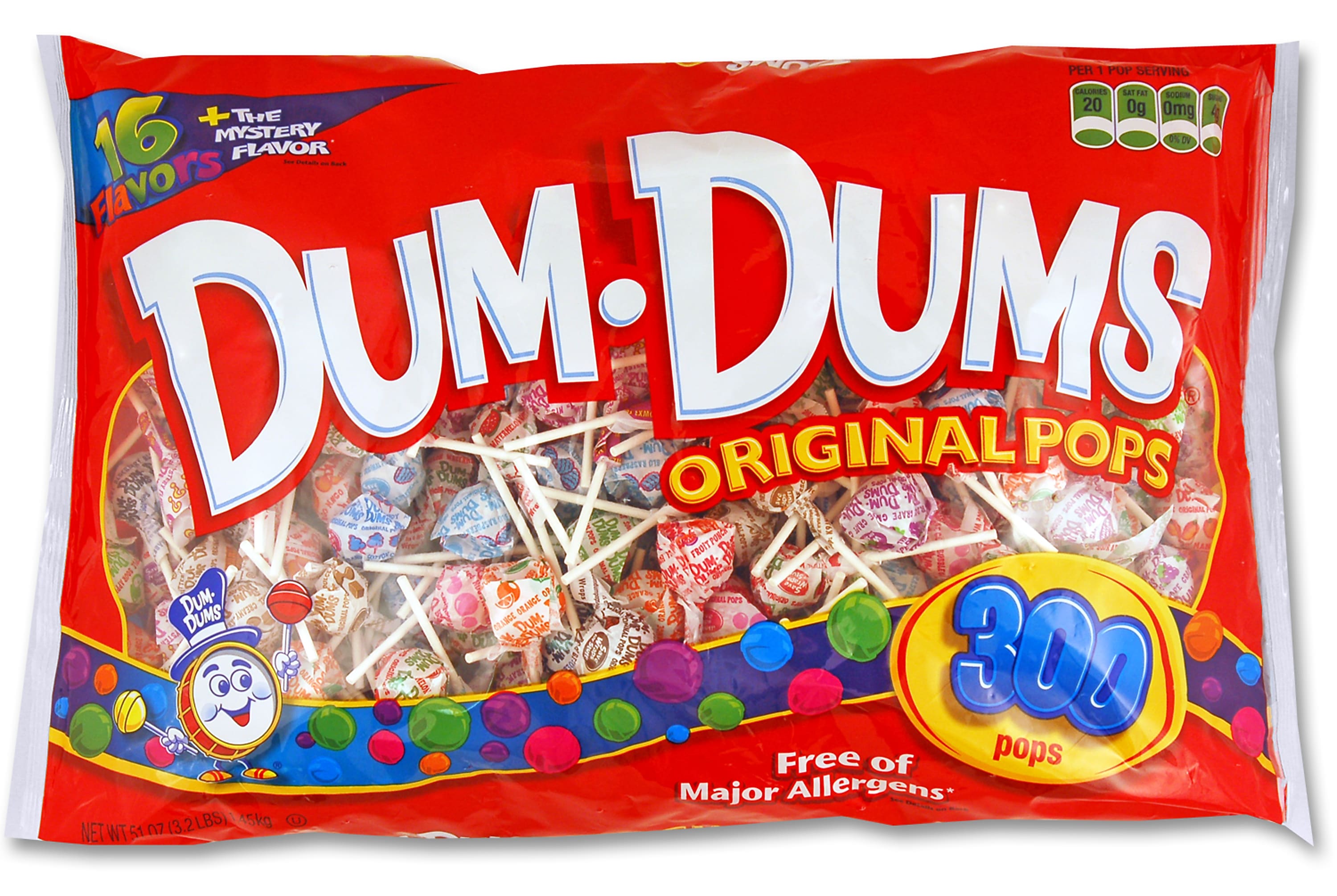 Dum Dums Lollipops, Assorted Flavors, 51 oz., 300/Pieces (SPN00060)
