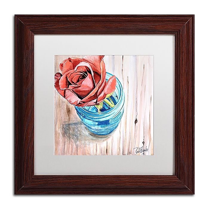 Trademark Fine Art Jennifer Redstreake 'Rose in Jar' 11" x 11" Matted Framed (886511945142)
