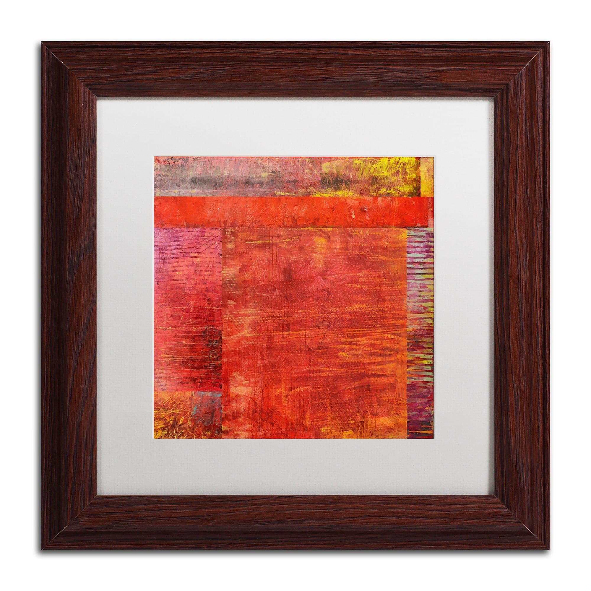 Trademark Fine Art Michelle Calkins 'Essence of Red' 11" x 11" Matted Framed (190836071463)