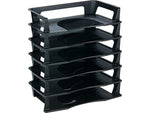 Rubbermaid Regeneration Stackable Side Loading Letter Trays, Letter Size, Black Plastic, 6/Pack (86028)