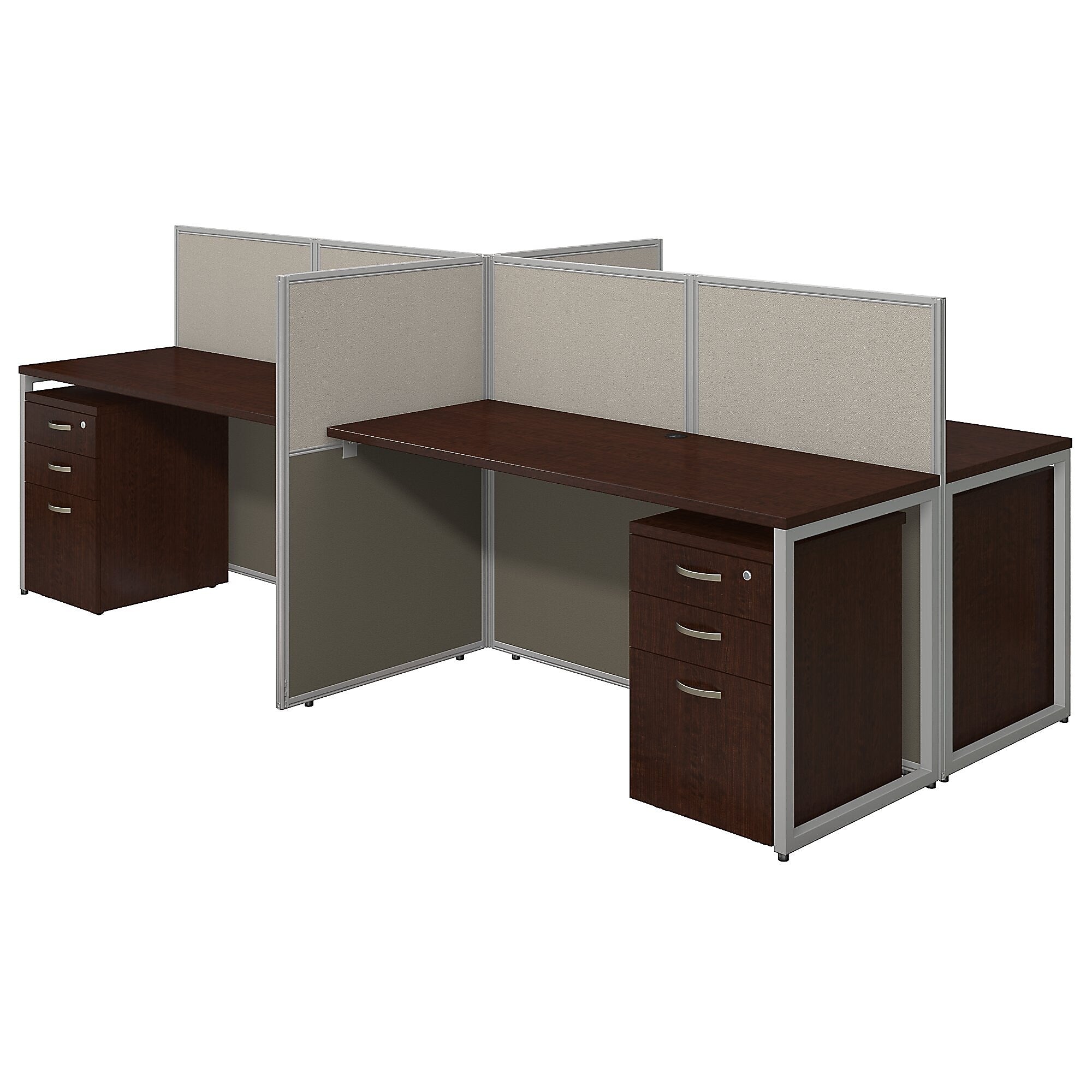 Bush Business Furniture Easy Office 45"H x 119"W 4 Person Back to Back Cubicle Panel Workstation, Mocha Cherry (EOD660SMR-03K)