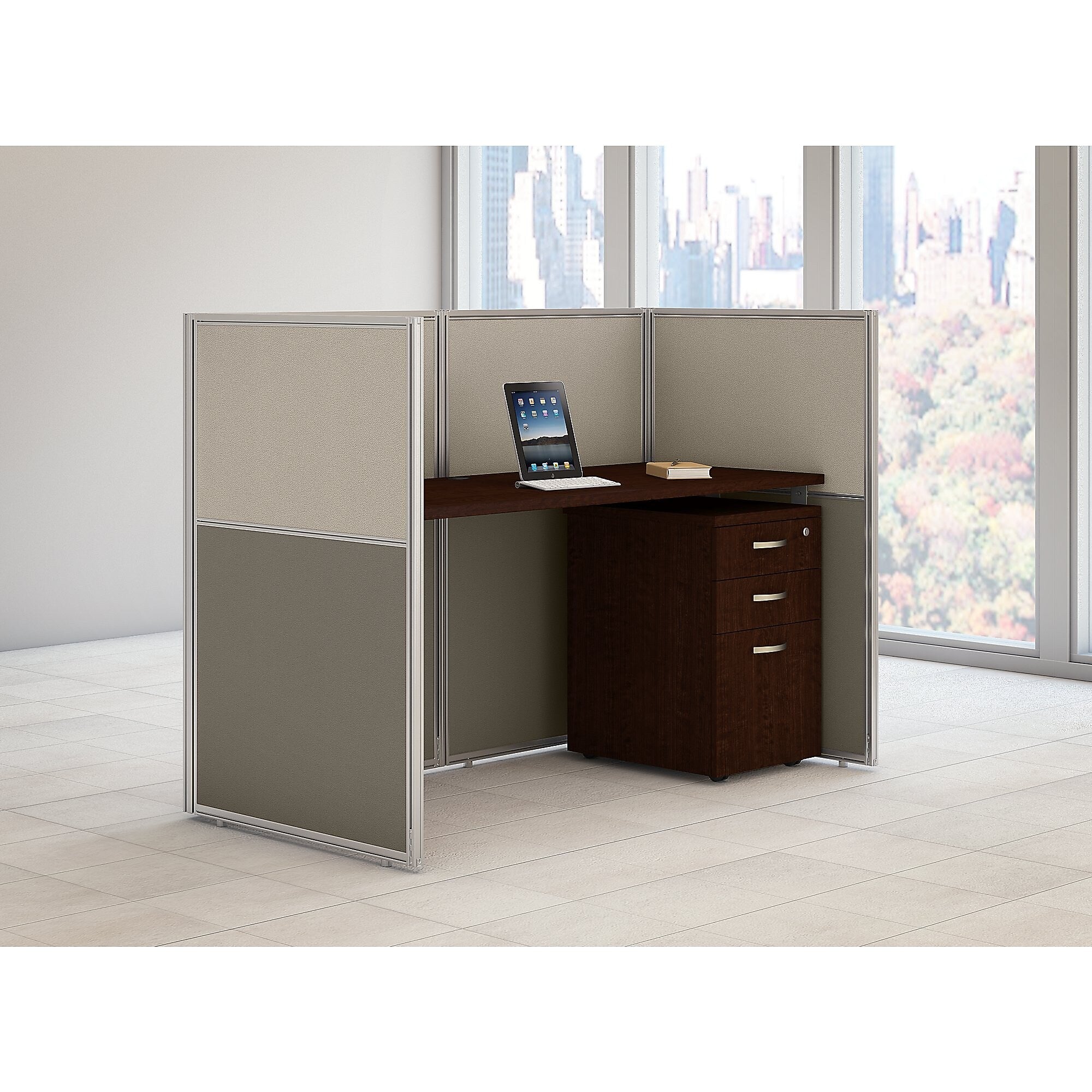 Bush Business Furniture Easy Office 45"H x 61"W Cubicle Panel Workstation, Mocha Cherry (EOD260SMR-03K)