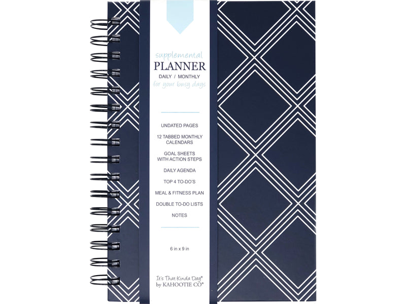 Undated Kahootie Co. 6" x 9" Planner, It's That Kinda Day, Navy Diamond (ITKDND-H)