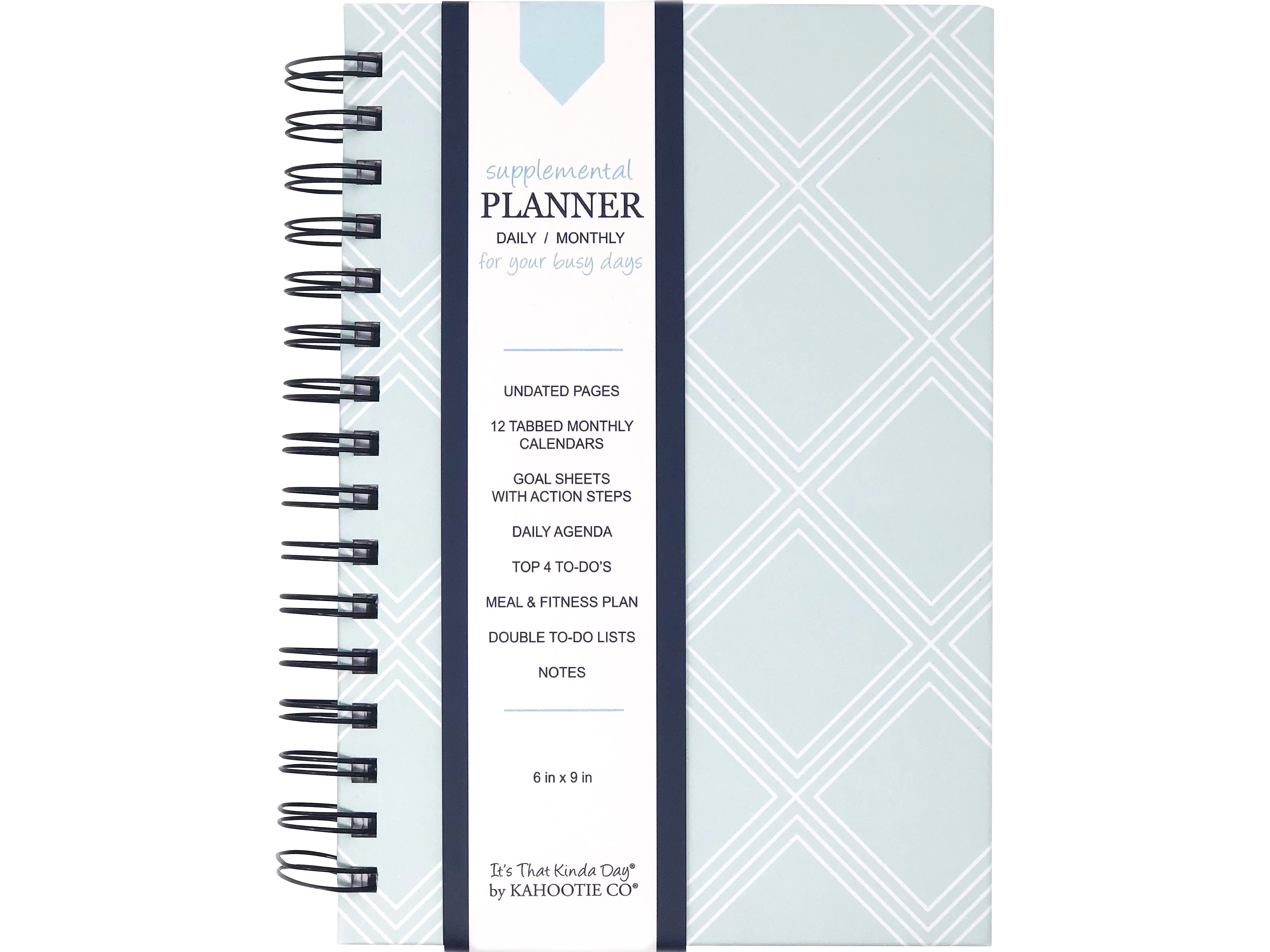 Undated Kahootie Co. 6" x 9" Planner, It's That Kinda Day, Teal Diamond (ITKDTD-H)