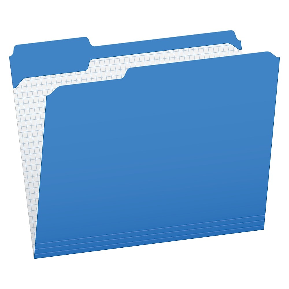 Pendaflex Recycled File Folder, 1/3-Cut Tab, Assorted, Letter Size, Blue, 100/Box (R152 1/3 BLU)