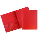 JAM Paper POP 2-Pocket Plastic Folders with Metal Prongs Fastener Clasps, Red, 6/Pack (382ECredd)