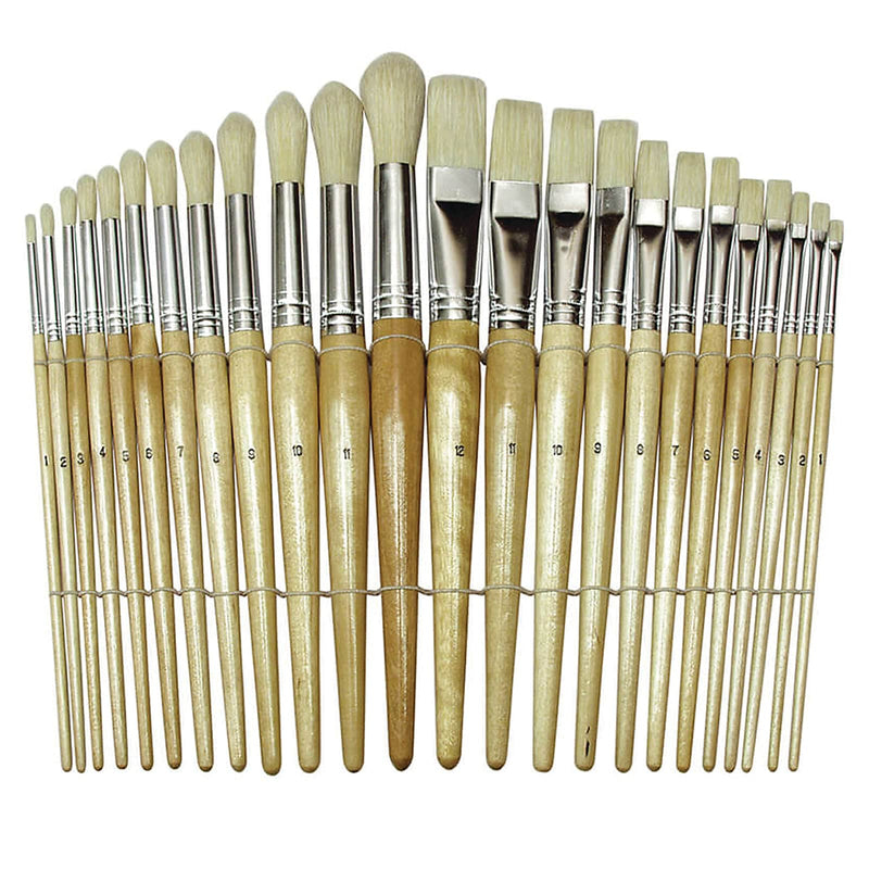 Chenille Kraft Creativity Street Natural Hog Beginner Paint Brushes, 24/Pack (CK-5172)