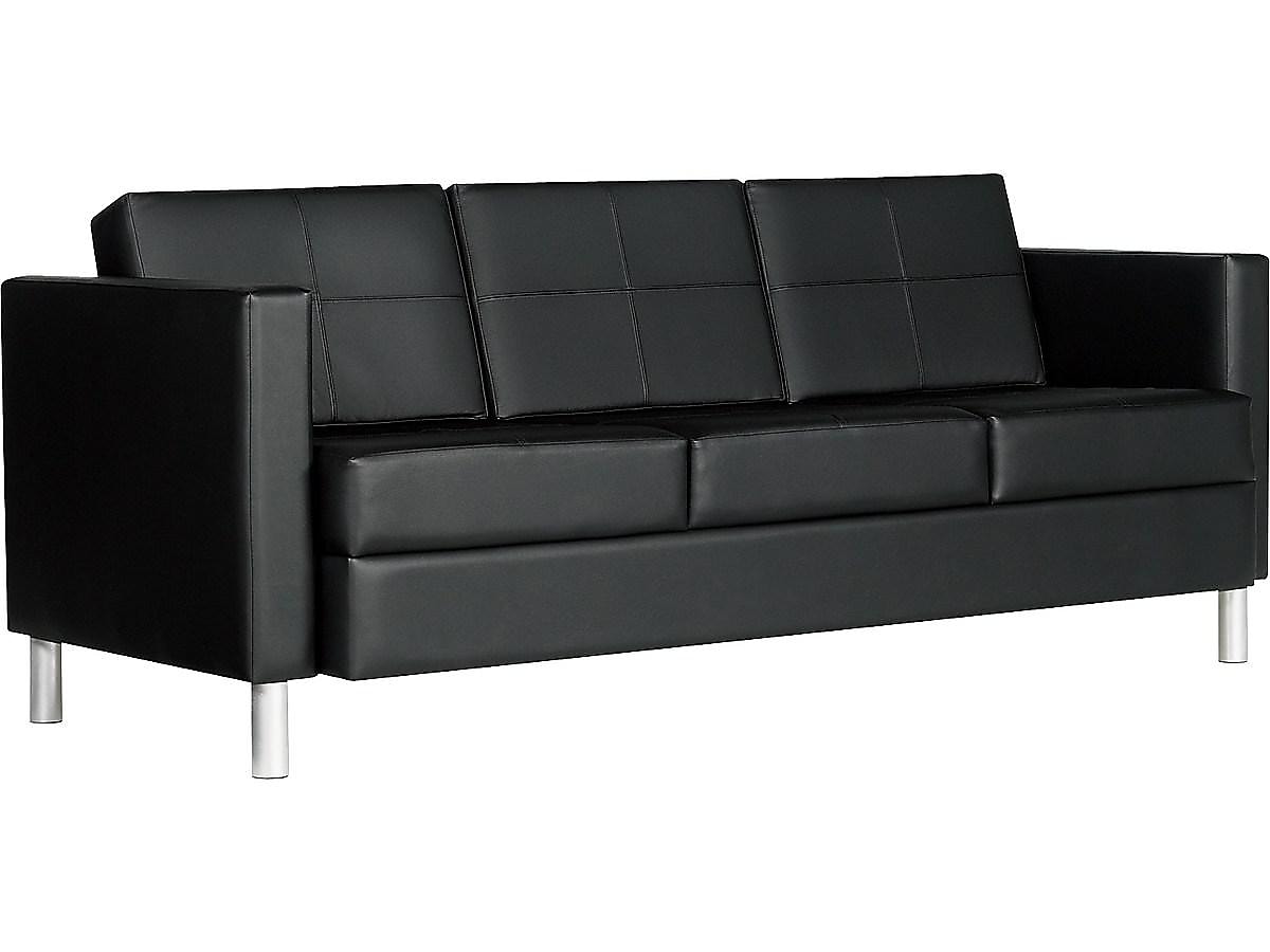 Global Citi 72" Leather Three Seat Sofa, Black (7877TU450550)