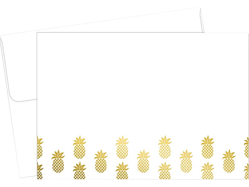 Great Papers! Golden Foil Pineapple Matte Personal Thank You Notecards, White/Gold, 50/Pack (2019079)