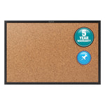 Quartet Classic Cork Bulletin Board, Black Frame, 3' x 2' (2303B)