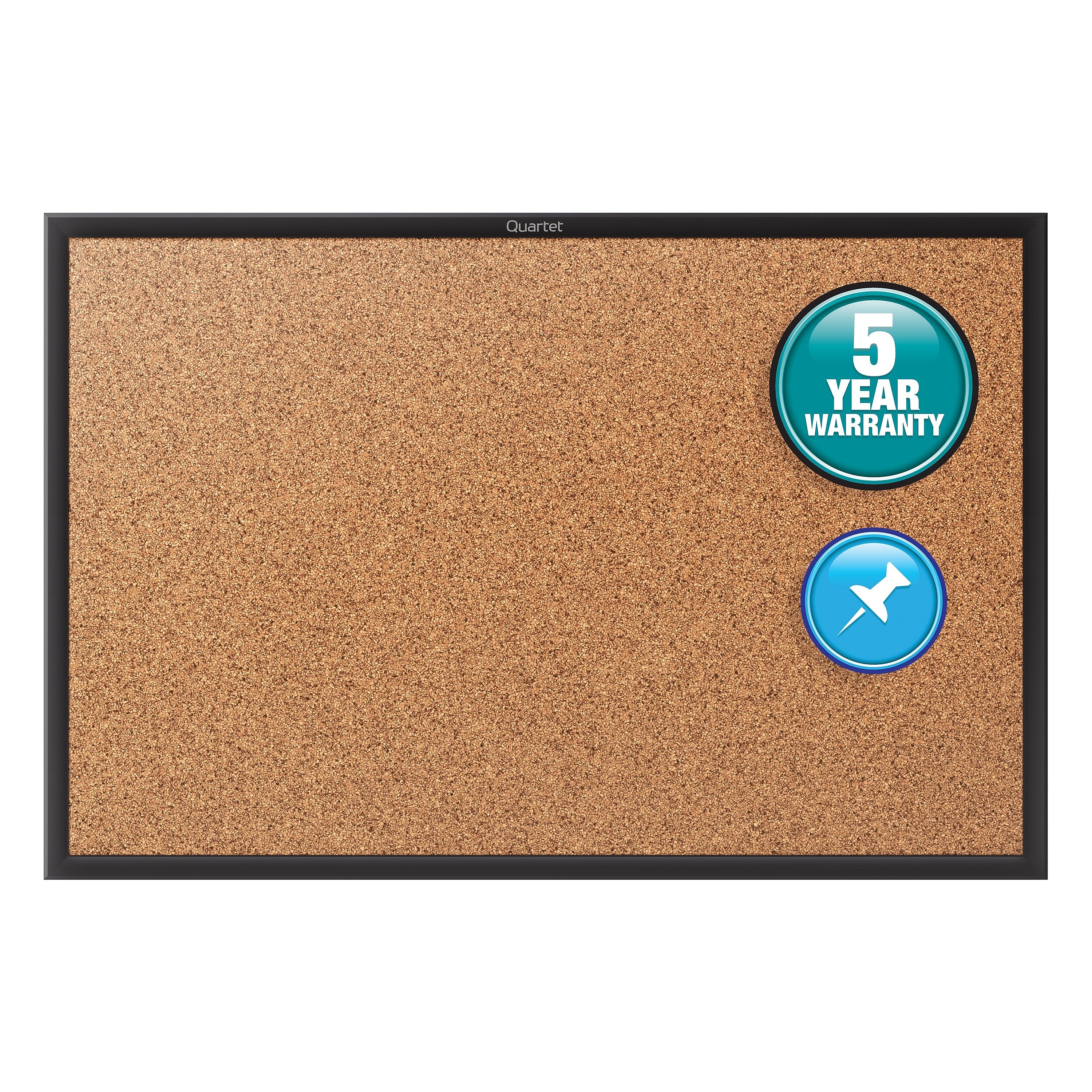 Quartet Classic Cork Bulletin Board, Black Frame, 3' x 2' (2303B)