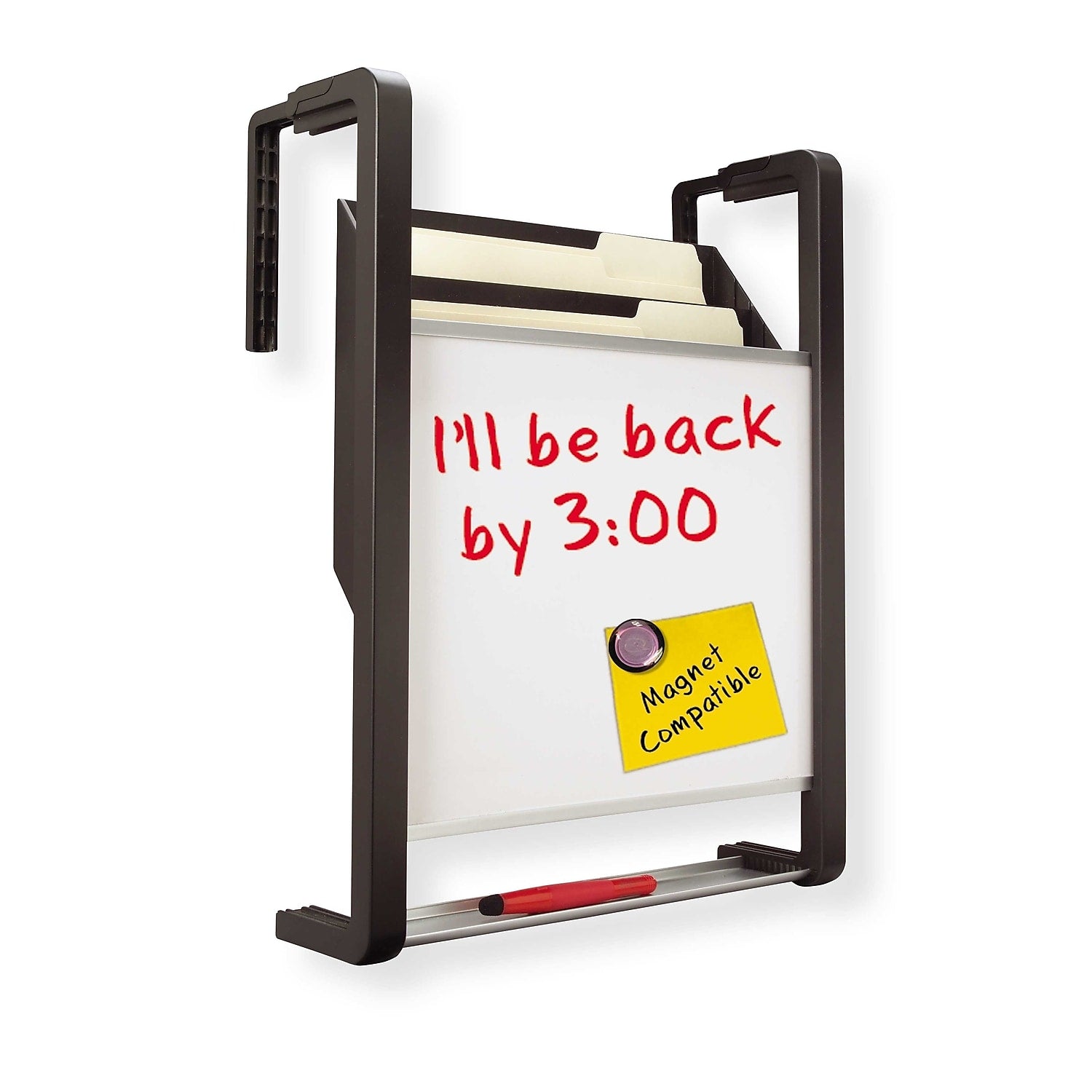 Quartet® Hanging File Pocket with 3 Pockets and Magnetic Whiteboard,  Black (OFD/76-760260)