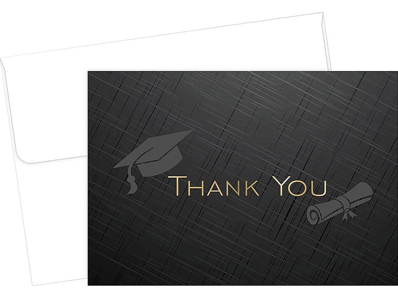 Great Papers! Gold Grad Foil Matte Personal Thank You Notecards, Black, 50/Pack (2019018)