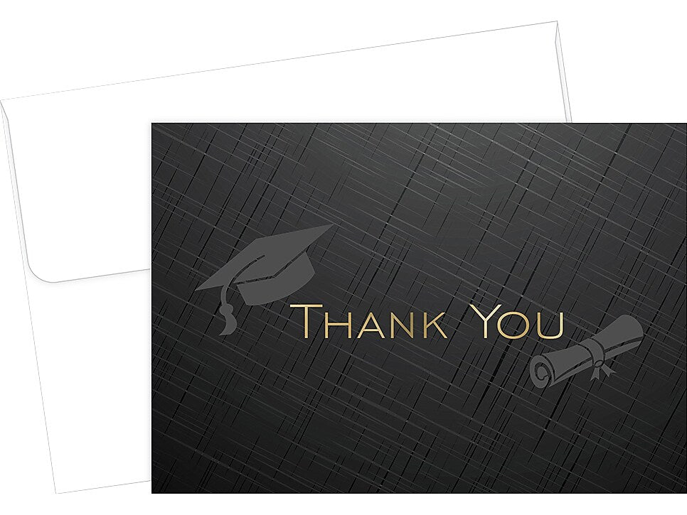 Great Papers! Gold Grad Foil Matte Personal Thank You Notecards, Black, 50/Pack (2019018)
