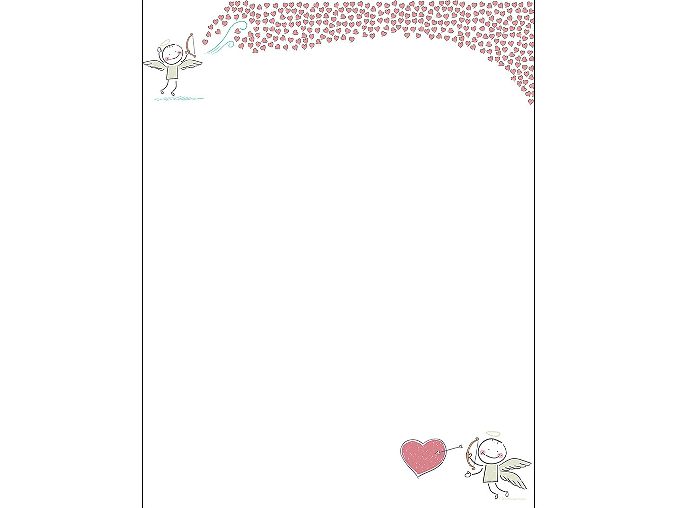 Great Papers! Bow And Arrow Valentine Letterhead, Multicolor, 80/Pack (2019071)