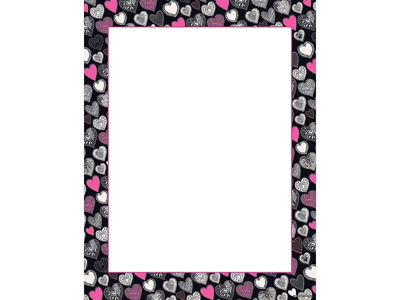 Great Papers! Pink and Black Hearts Letterhead, Multicolor, 80/Pack (2019073)