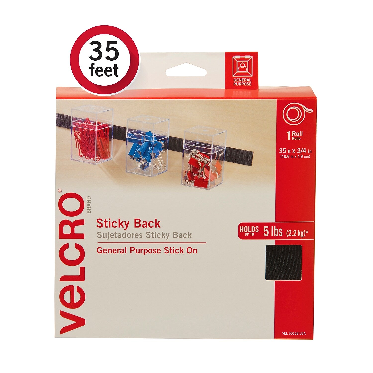 VELCRO Brand Sticky Back, Black (VEL-30168-USA)