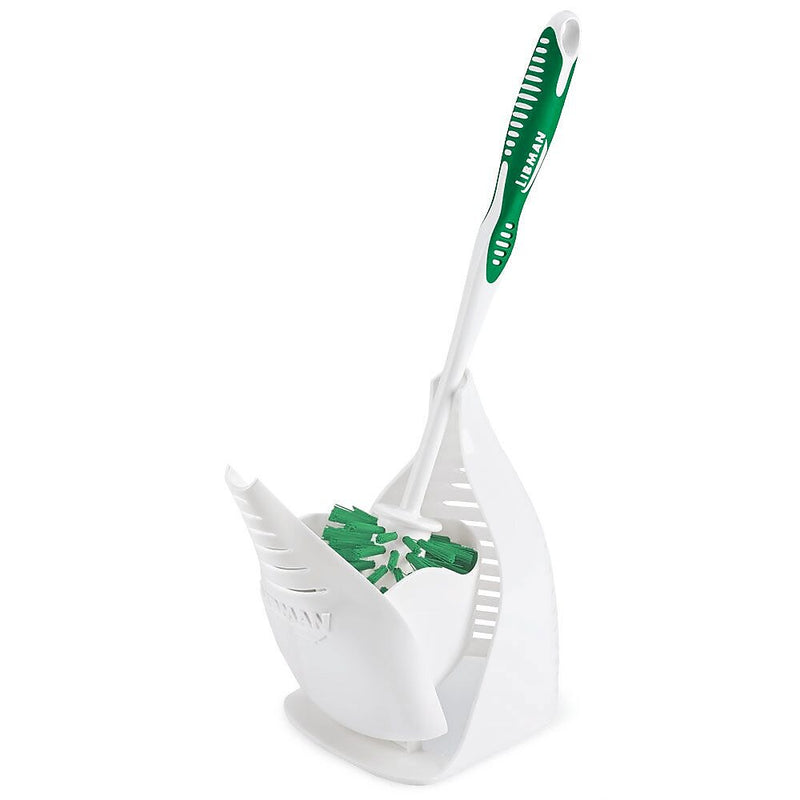 Libman Round Bowl Brush & Closed Caddy, Polypropylene, 14.5", Green & White, 4 Pack, (0040)