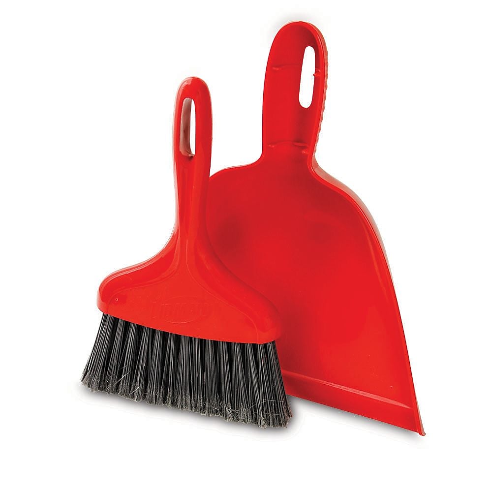 Libman Dust Pan with Whisk Broom, Polypropylene, 10" Pan, Red, Case of 6, (0906)