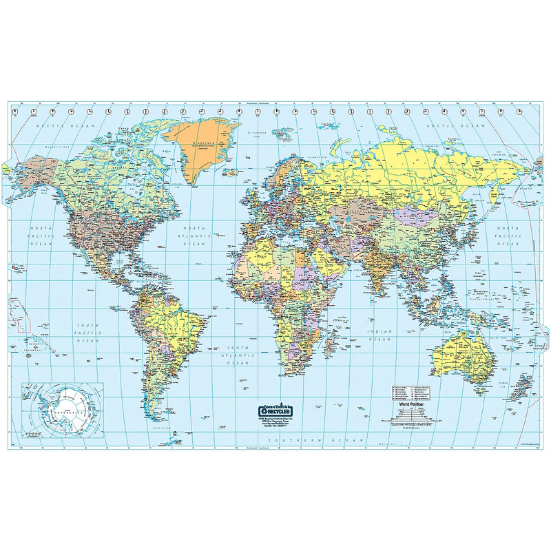 House of Doolittle Laminated World Map, 50" x 33" (HOD710)