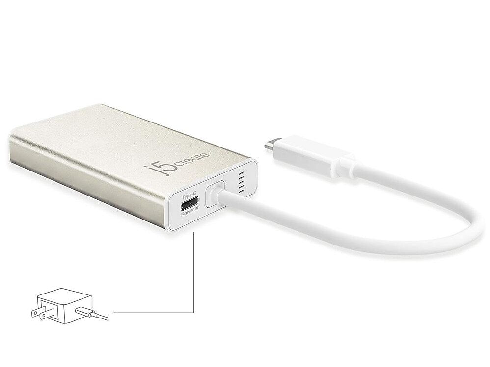 j5create USB-C to HDMI/RJ45/USB 3.0 Audio/Video Adapter, Male to Female, Assorted Colors (JCA374US)