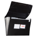 JAM Paper 13 Pocket Plastic Expanding File, Accordion Folders, Legal Size, 10 x 15, Black, 24/Pack (2163584B)