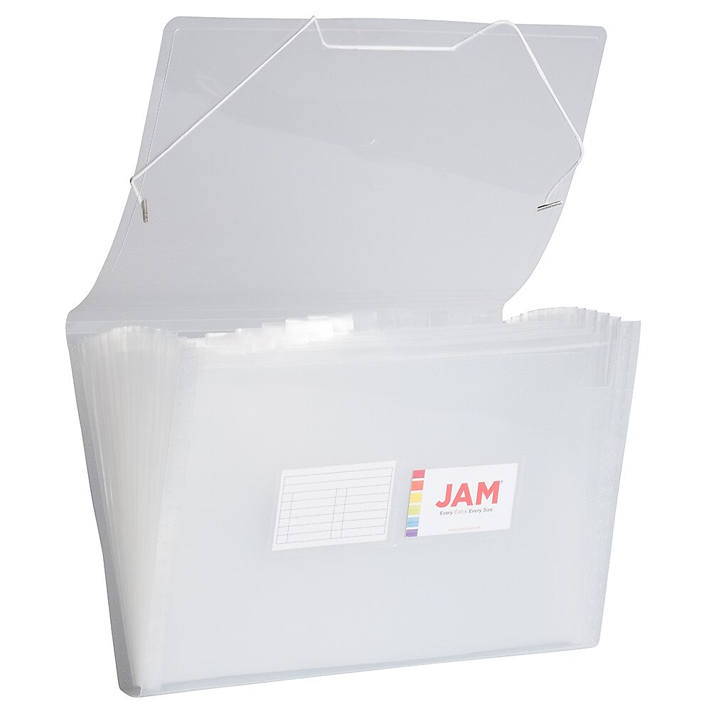 JAM Paper® 13 Pocket Plastic Expanding File, Accordion Folders, Legal Size, 10 x 15, Clear, Sold Individually (2167014)