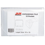 JAM Paper® 13 Pocket Plastic Expanding File, Accordion Folders, Legal Size, 10 x 15, Clear, Sold Individually (2167014)