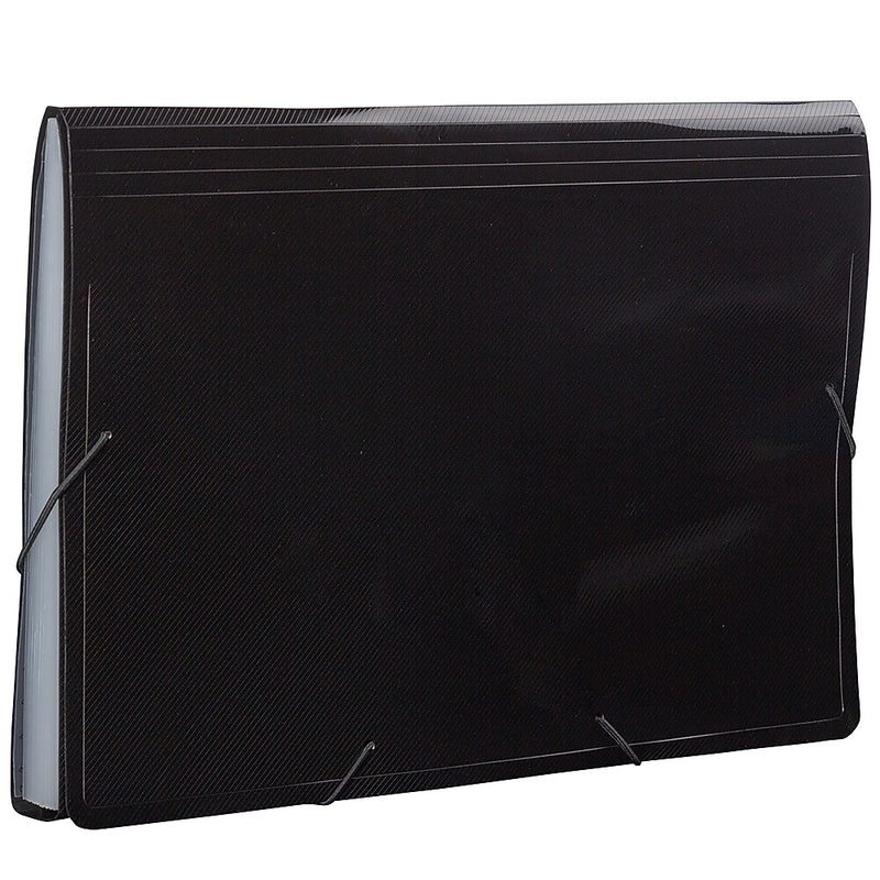 JAM Paper 13 Pocket Plastic Expanding File, Accordion Folders, Legal Size, 10 x 15, Black, 24/Pack (2163584B)