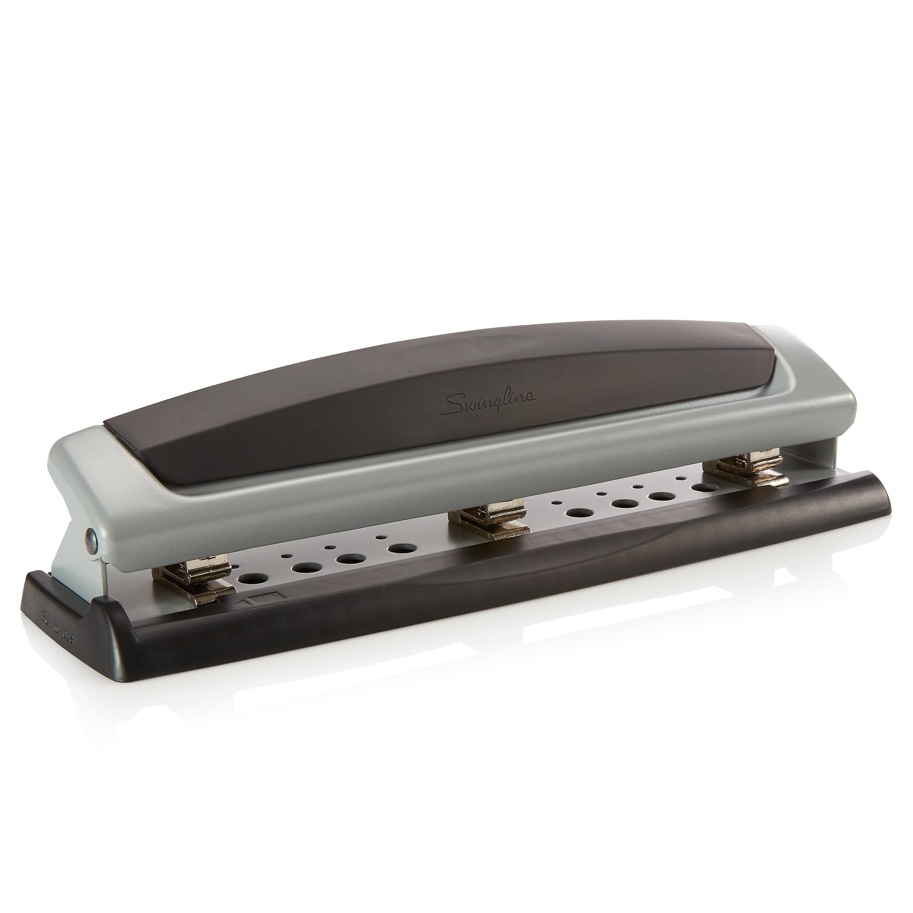 Swingline Precision Pro Desktop Adjustable Hole Punch, 10 Sheet Capacity, Black/Silver (74037)