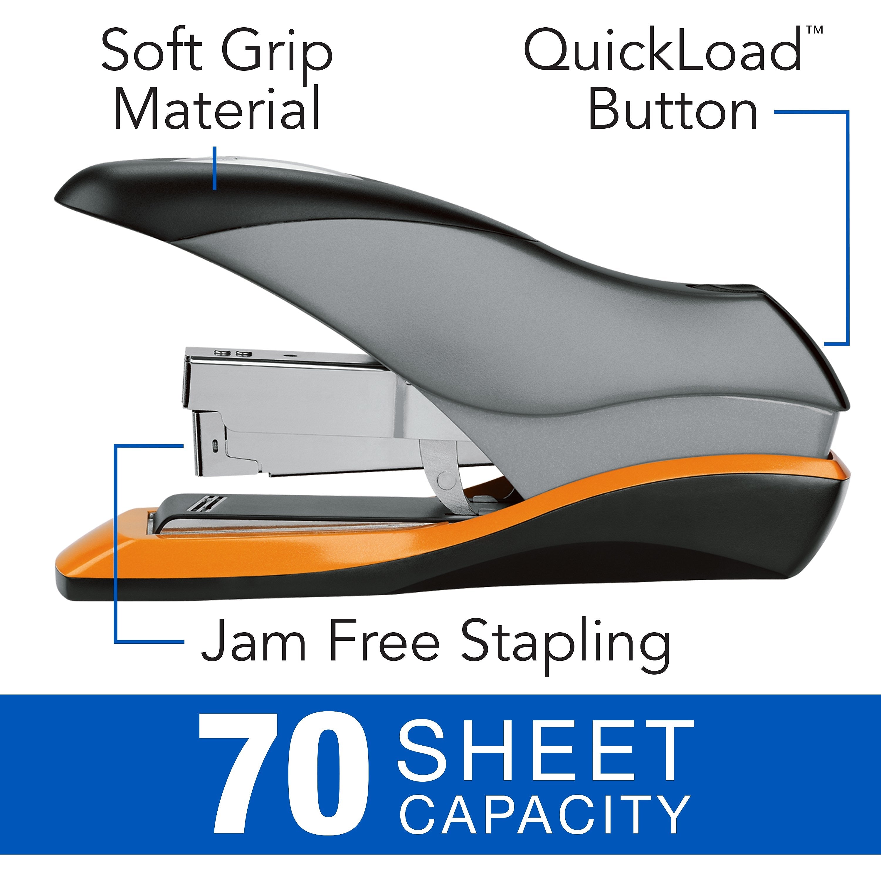 Swingline Optima 70 Reduced-Effort Desk Stapler, 70-Sheet Capacity, Silver (87875)