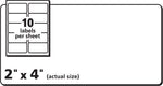 Avery TrueBlock Laser/Inkjet Shipping Labels, Sure Feed Technology, 2" x 4", White, 10 Labels/Sheet, 10 Sheets/Pack (18163)