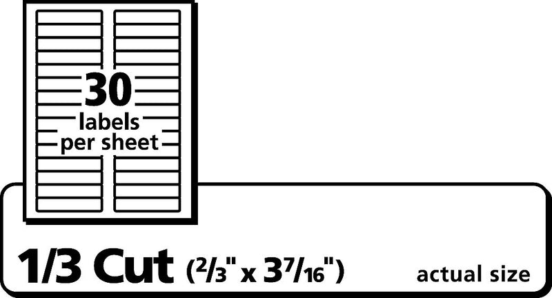 Avery Laser/Inkjet File Folder Labels, 2/3" x 3 7/16", White, 30/Sheet, 60 Sheets/Pack (75366)