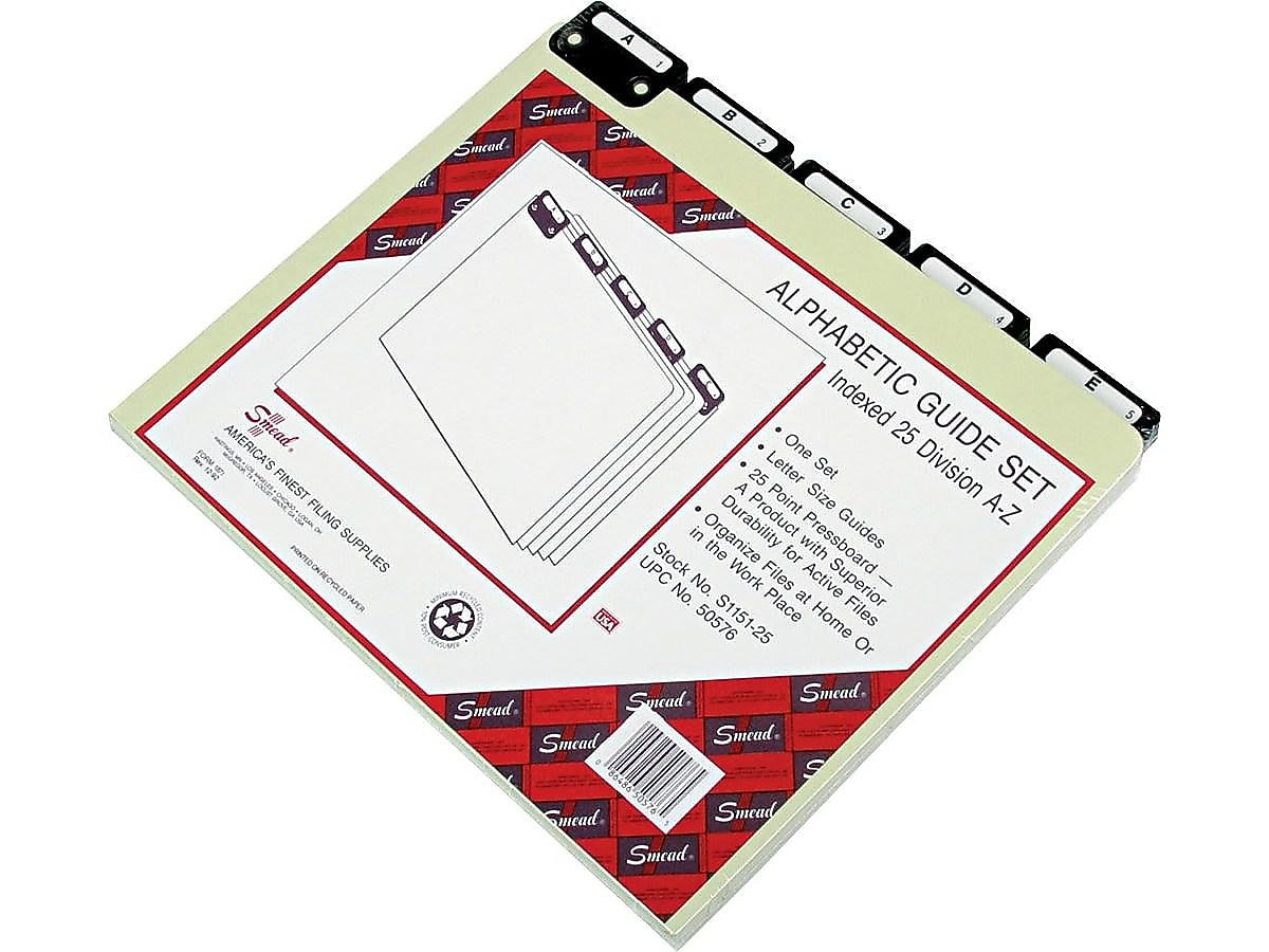 Smead Heavy Duty File Guide, 1/5 Cut Tab, Letter Size, Gray/Green, 25/Set (50576)