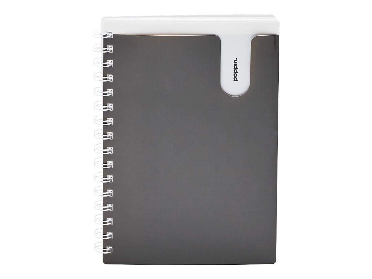 Poppin Pocket Notebook, 8.5" x 6", College Ruled, 80 Sheets, Dark Gray (104436)