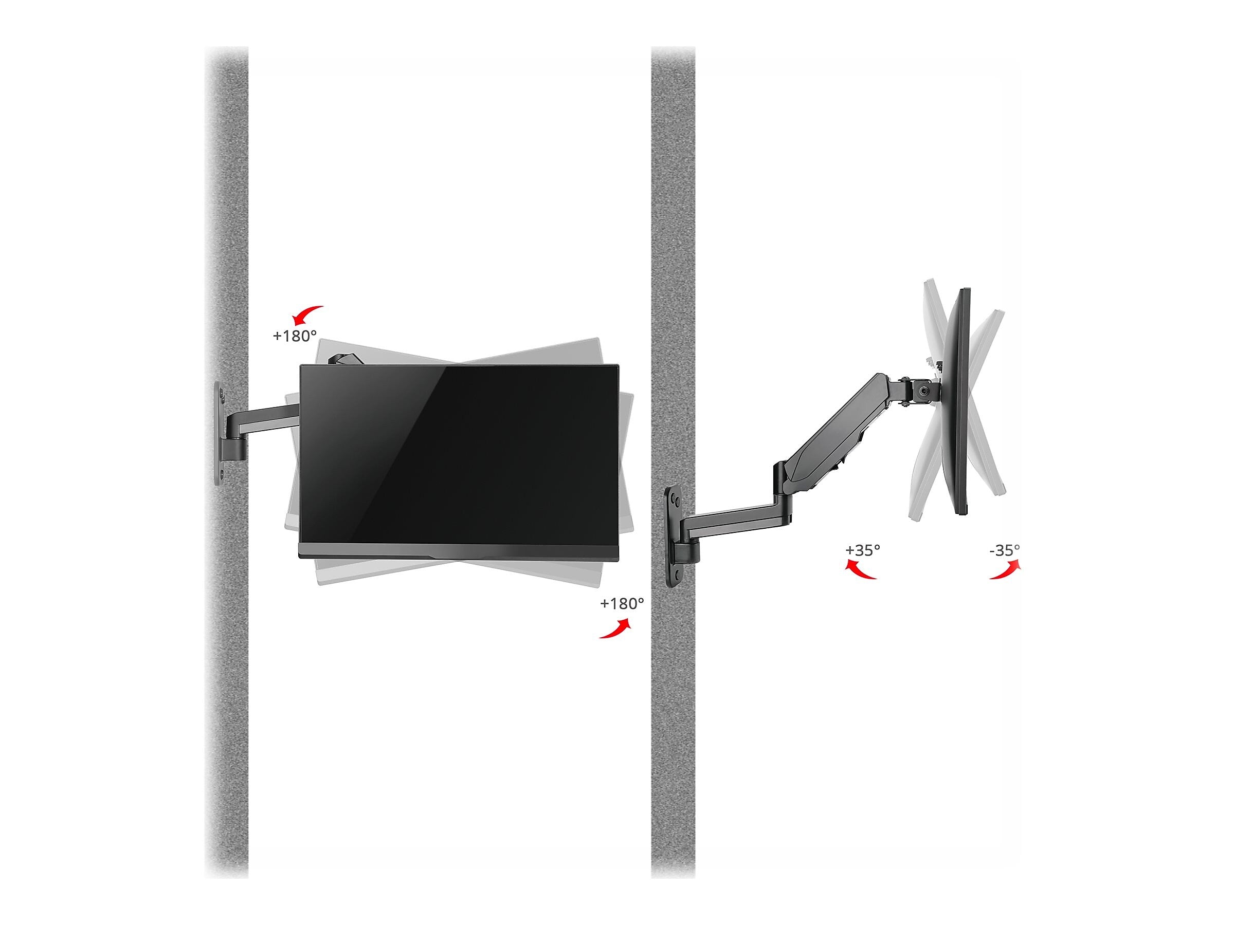 SIIG High Premium Aluminum Gas Spring Wall Mount - Single Monitor Arm, Up to 32", Black (CE-MT2L12-S1)