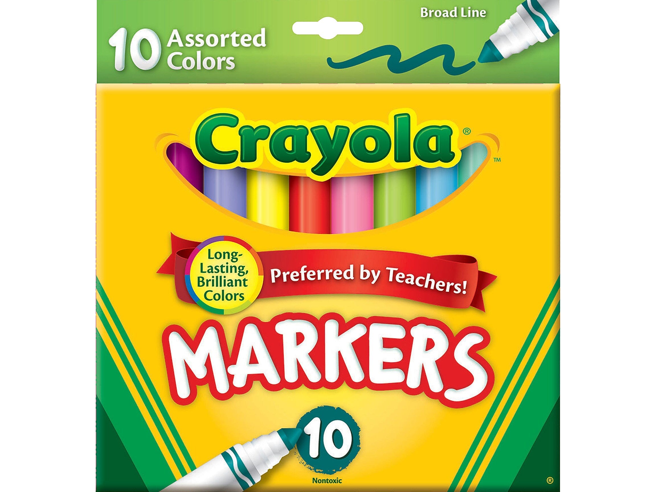 Crayola Markers, Broad Tip, Assorted, 10/Pack (58-7725)