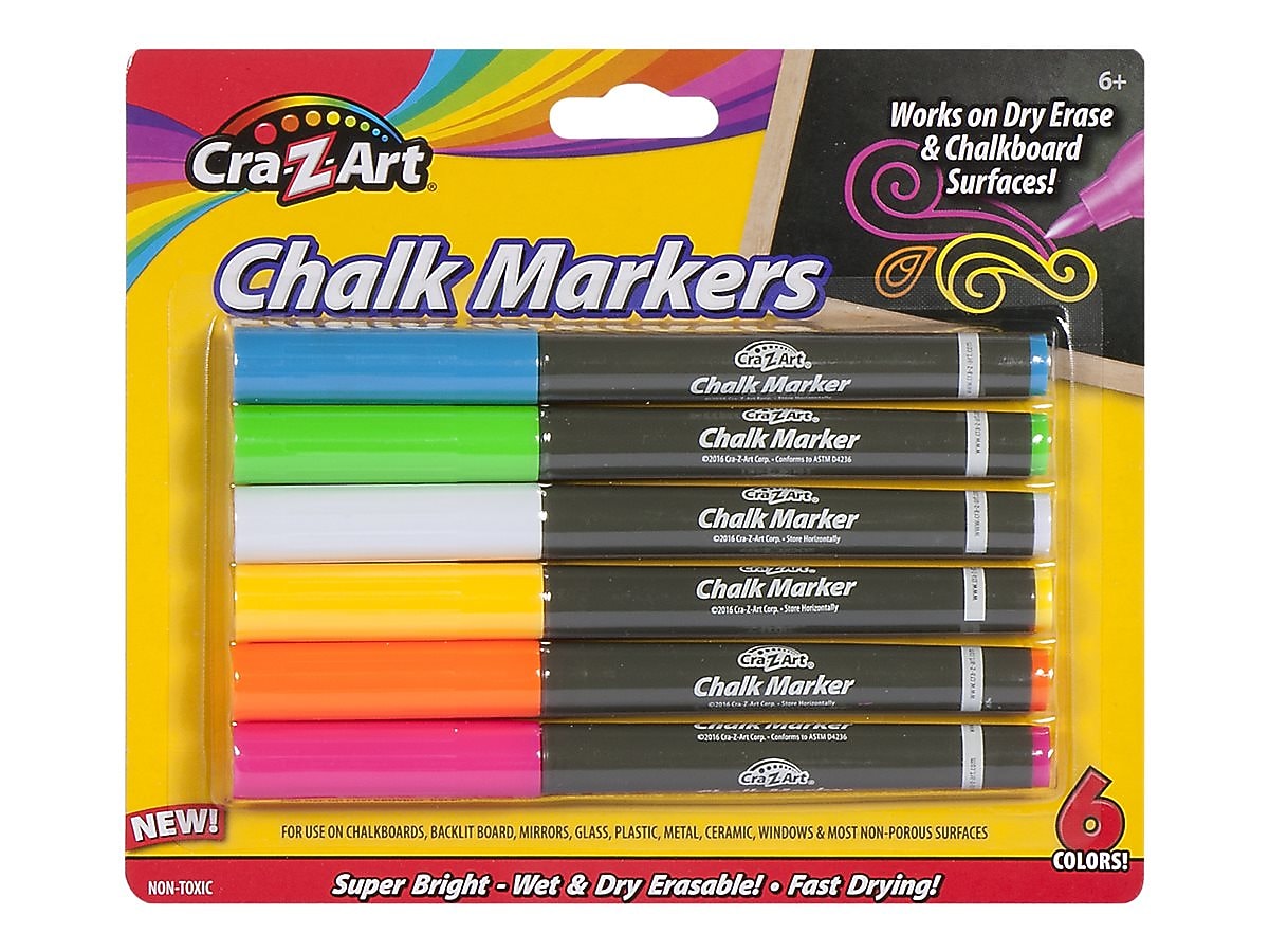 Cra-Z-Art Chalk Markers, Assorted Colors, 6/Pack (10873-48)