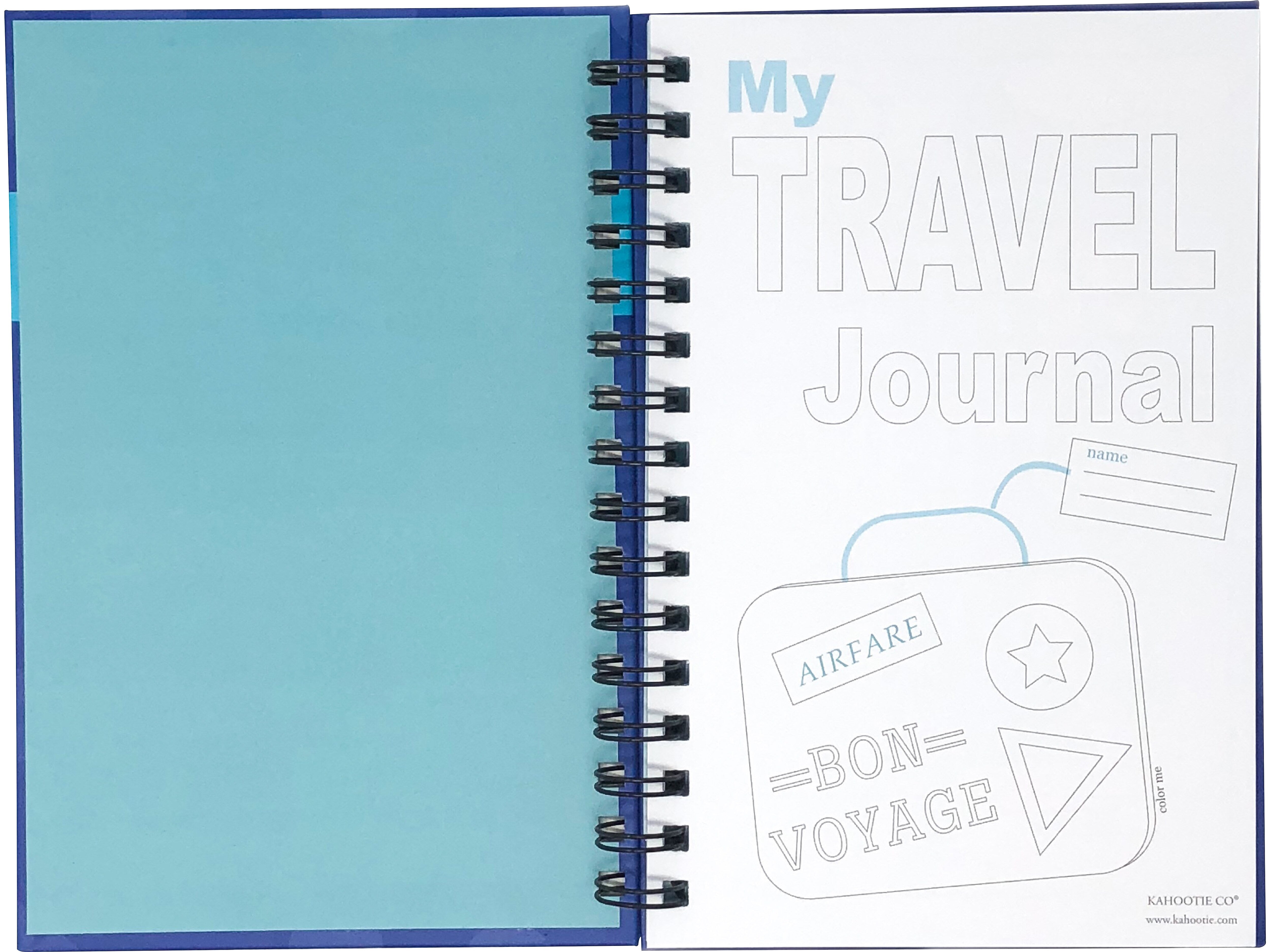 Kahootie Co. Travel Journal For Kids Hardcover Journal, 5.5" x 8.5", Wide Ruled, Royal Blue, 60 Pages (TRAVB-H)