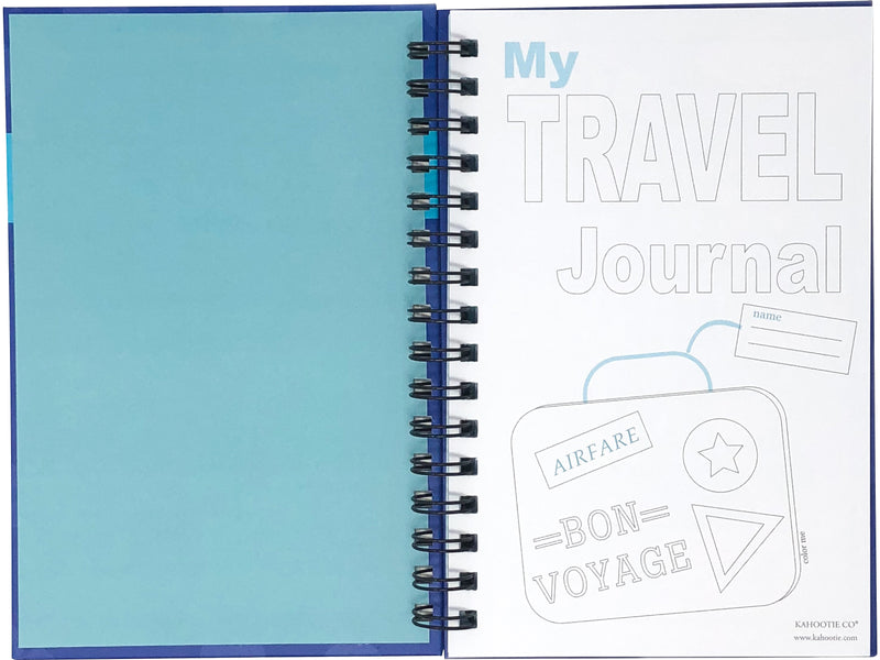 Kahootie Co. Travel Journal For Kids Hardcover Journal, 5.5" x 8.5", Wide Ruled, Royal Blue, 60 Pages (TRAVB-H)