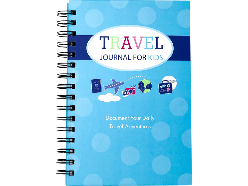 Kahootie Co. Travel Journal For Kids Hardcover Journal, 5.5" x 8.5", Wide Ruled, Blue/Teal, 60 Pages (TRAVTB-H)