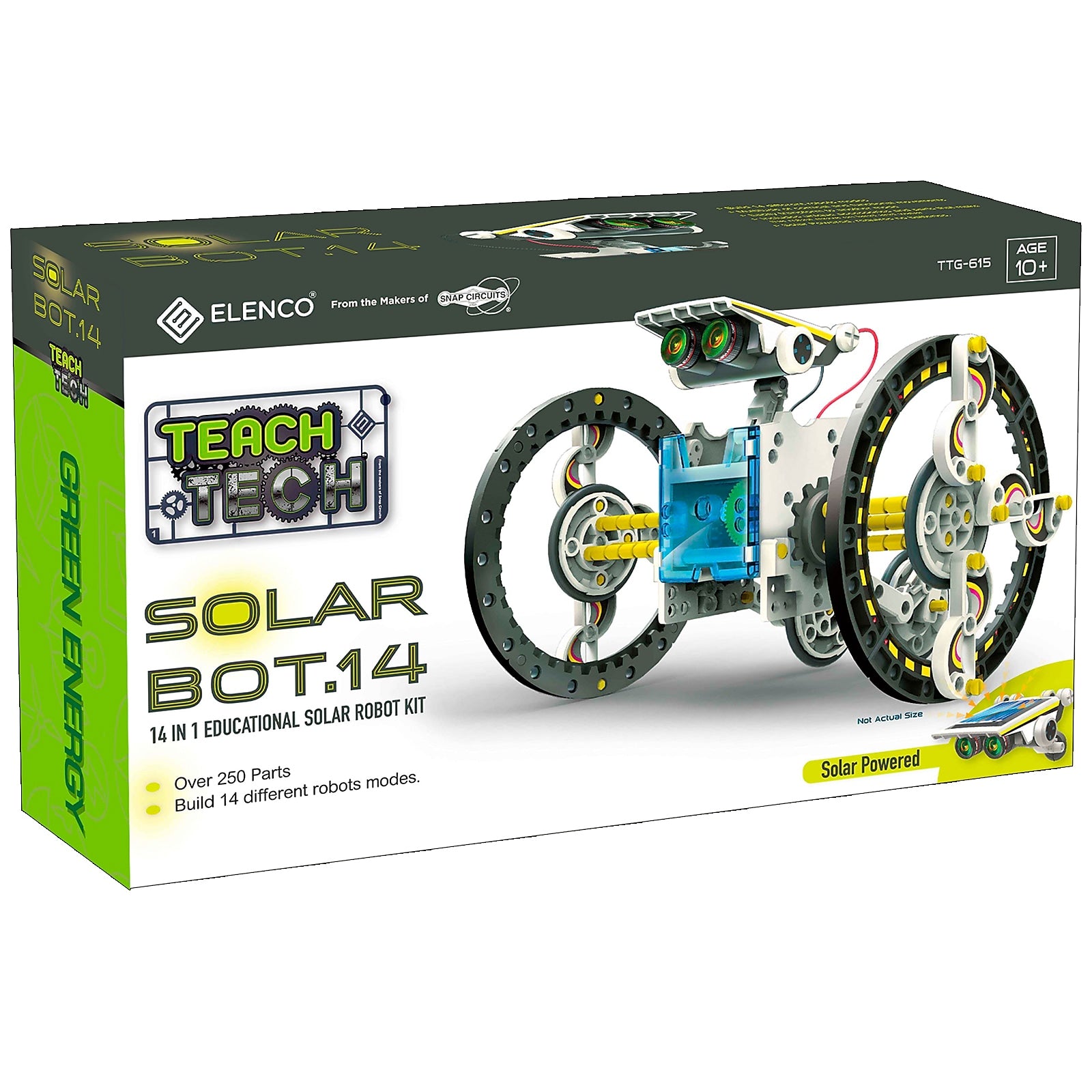 Elenco Teach Tech SolarBot.14 Solar Robot Kit, 250 Pieces, Blue/Yellow (EE-TTG615)
