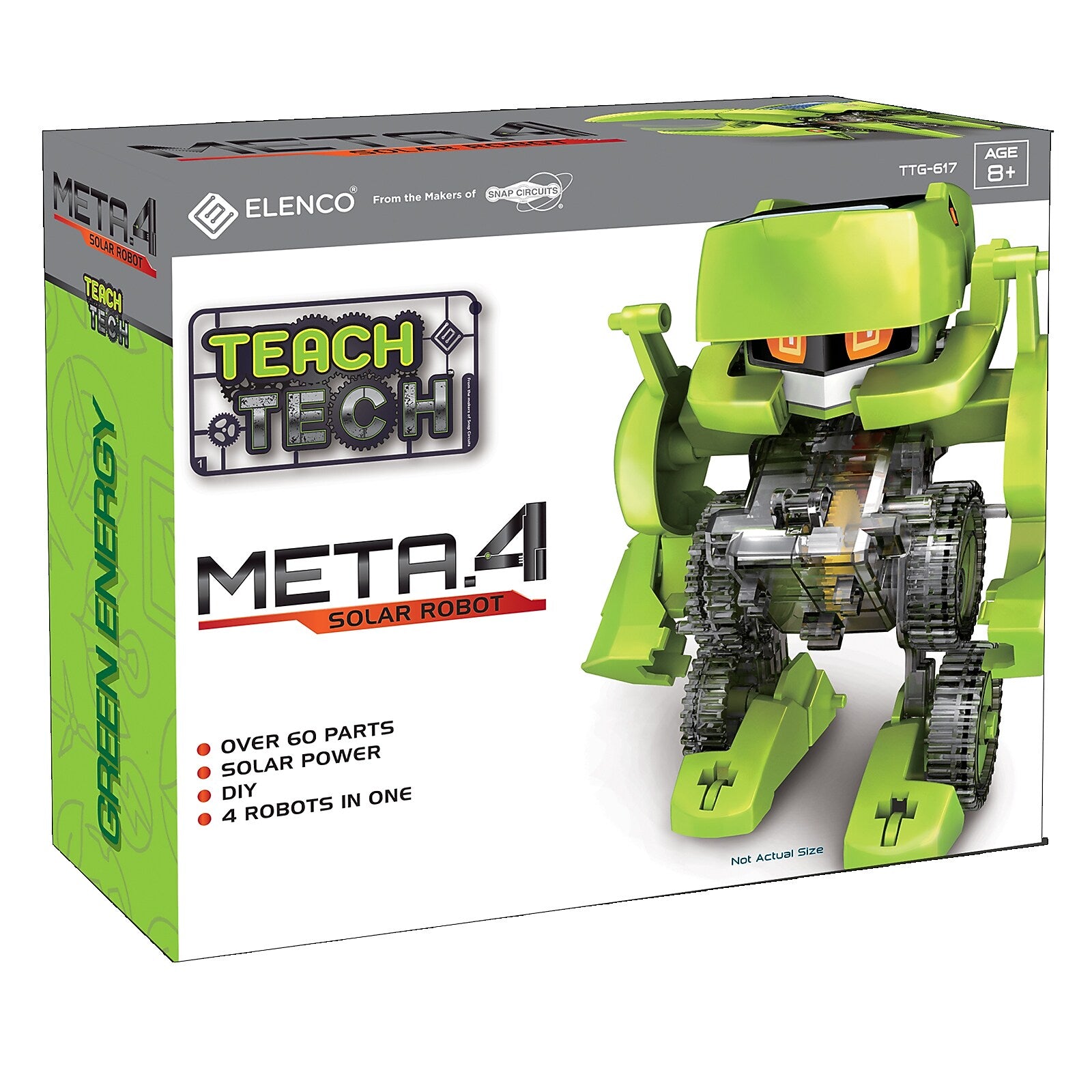 Elenco Teach Tech Meta.4 Solar Robot, 60 Pieces, Lime Green (EE-TTG617)
