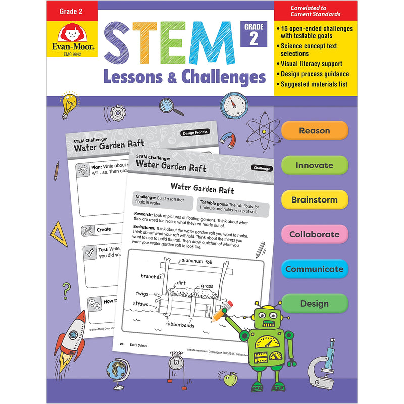 Evan-Moor STEM Lessons and Challenges, Teacher Reproducibles, Grade 2 (EMC9942)