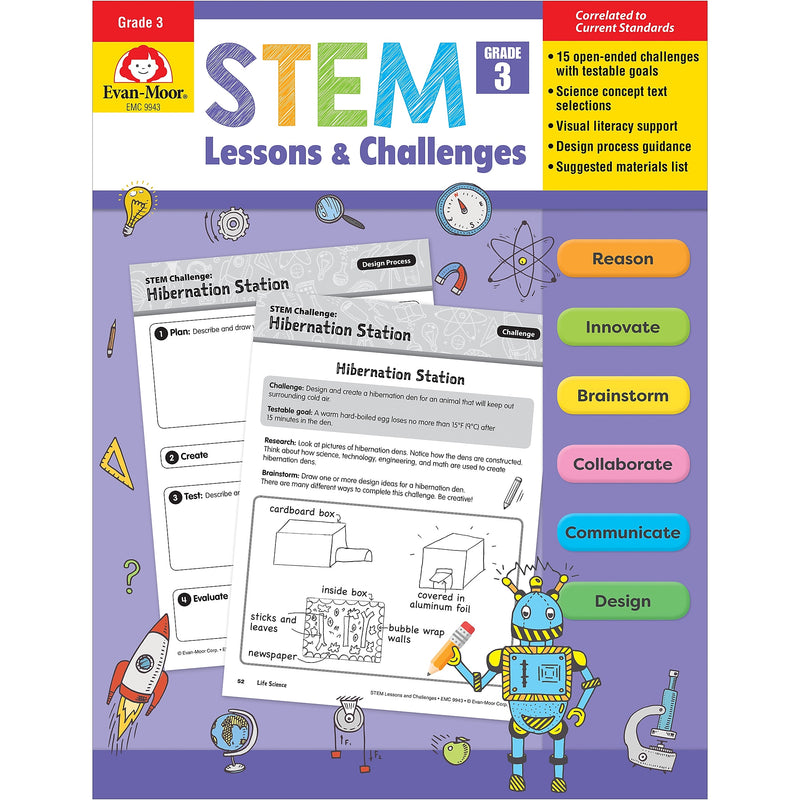 Evan-Moor STEM Lessons and Challenges, Teacher Reproducibles, Grade 3 (EMC9943)